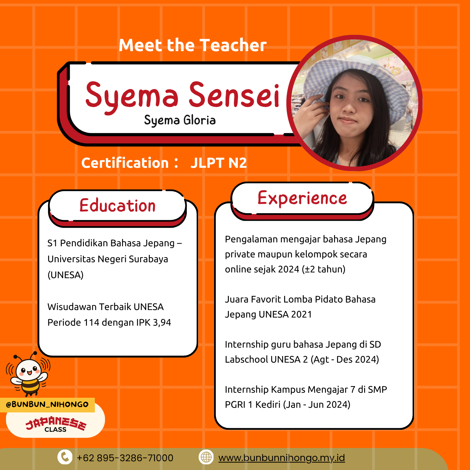 Profil Syema Sensei — Founder Bunbun Nihongo