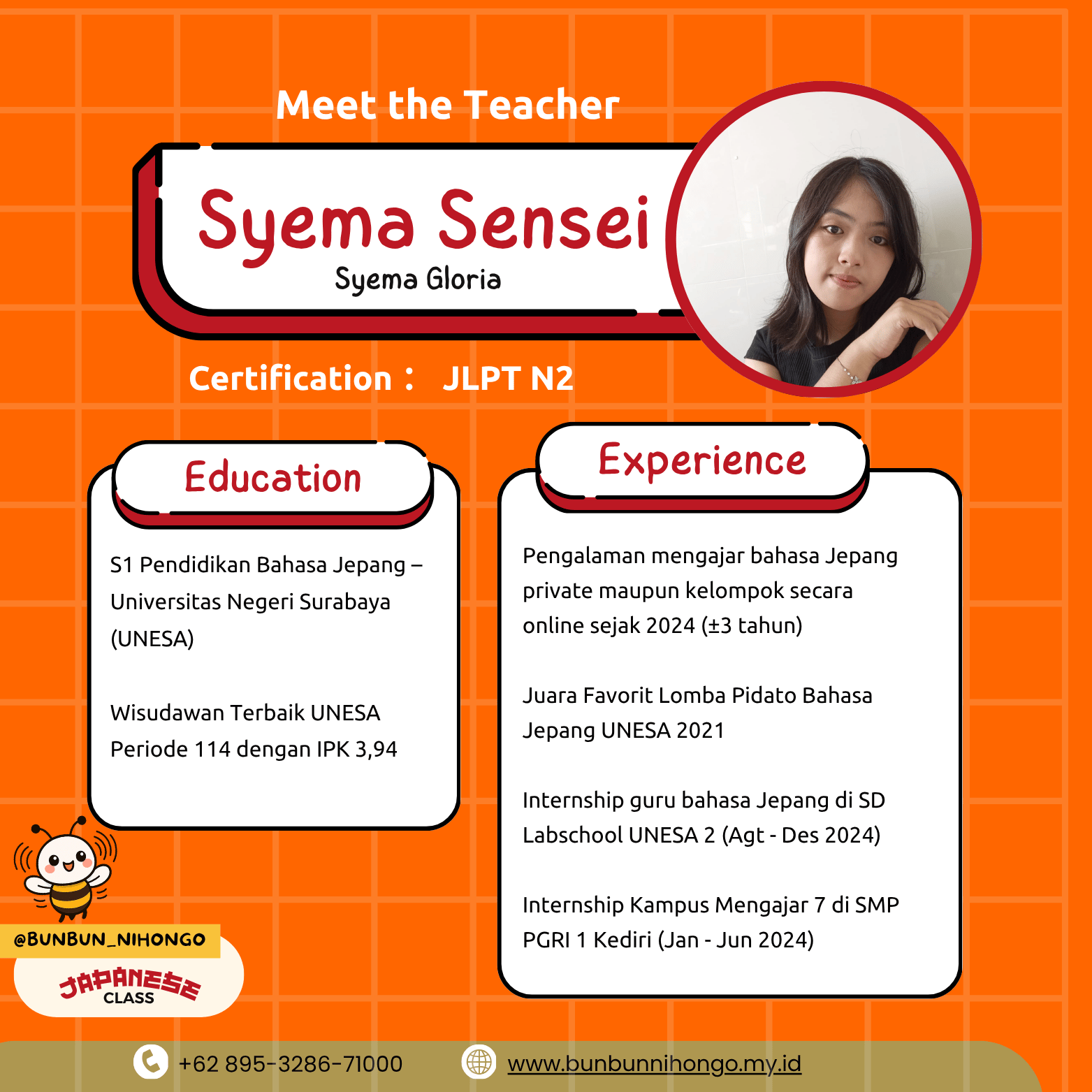 Profil Syema Sensei — Founder Bunbun Nihongo